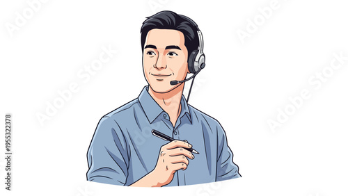 Man Wearing Headset Smiling.
