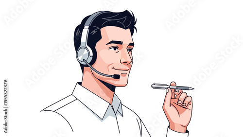 Man Wearing Headset Smiling.