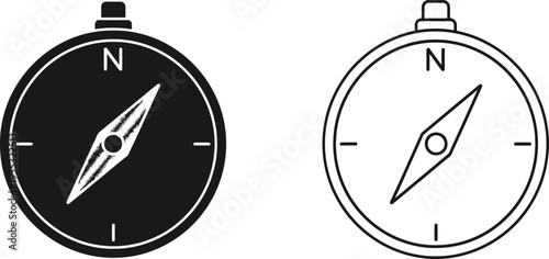 Compass navigation black and white Vector