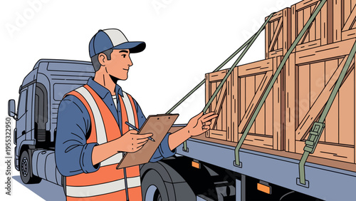 Warehouse Worker Checking Cargo.