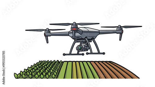 Drone over farm field.