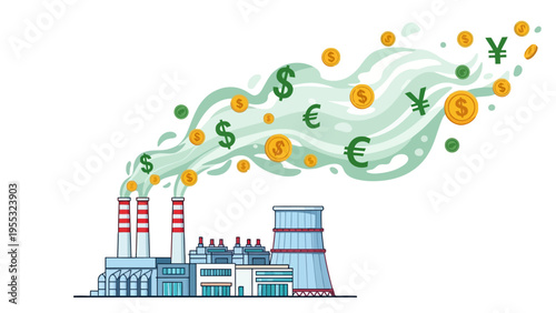 Factory Emitting Money Symbols.