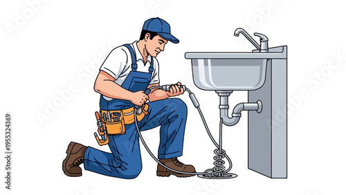 Plumber fixing sink pipe.