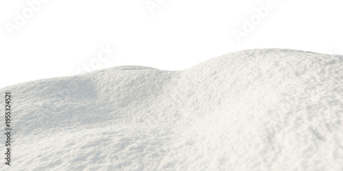 Snow landscape with rolling snowdrifts and detailed surface forming a natural winter terrain. Isolated snowy environment on transparent background, 3d rendering.