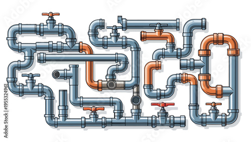 Industrial Pipe System Network.