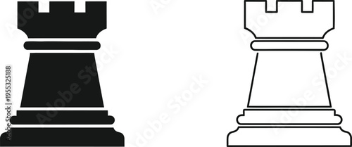 Black and white chess rook pieces Vector