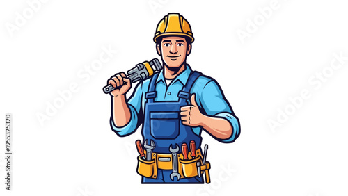 Man Holding Hammer Tool.