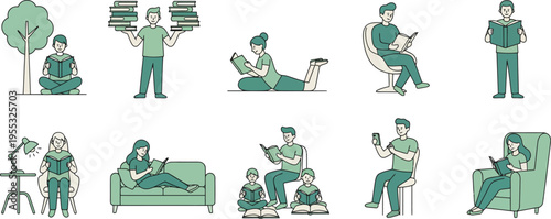 Minimalist Readers Collection – Relaxing and Study Scenes Vector Pack