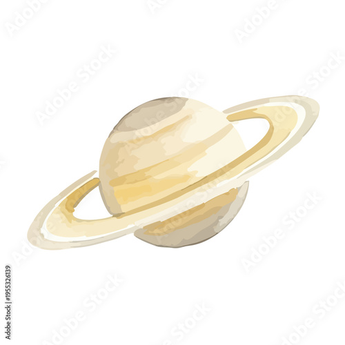 Watercolor-style mystic solar system planets set, earth, mars, jupiter, saturn, space illustration／水彩　惑星