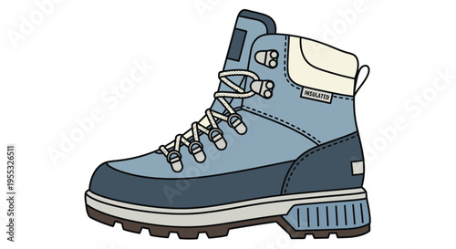 Hiking Boot Cartoon Illustration.