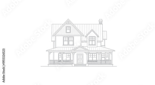 House Architectural Line Drawing.