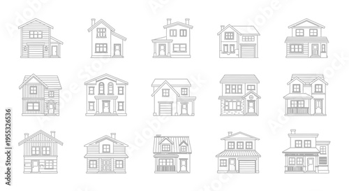 House Facade Line Art.