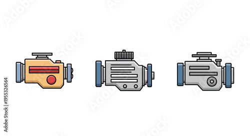 Hydraulic Pump Illustration Set.