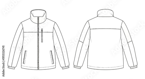 Jacket Technical Line Drawing.