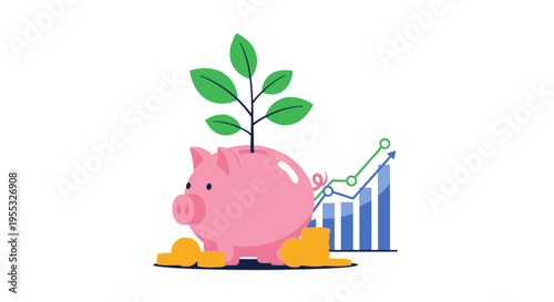 Piggy Bank with Plant.