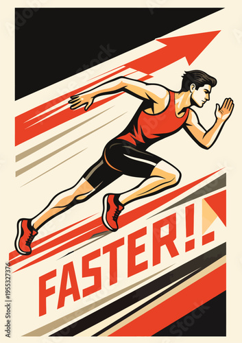 074-30-Runner accelerating forward, illustrating concepts of speed, ambition, and athletic achievement