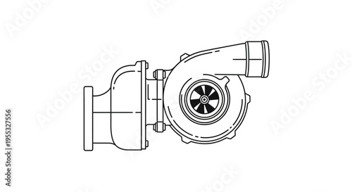 Turbocharger Technical Line Drawing.