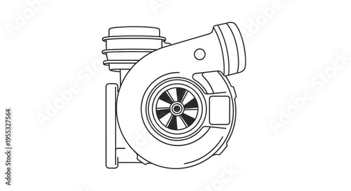 Turbocharger Technical Line Drawing.