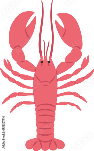 Lobster, cancer with claws flat vector icon, aquatic creature crayfish, underwater wildlife animal Mediterranean seafood