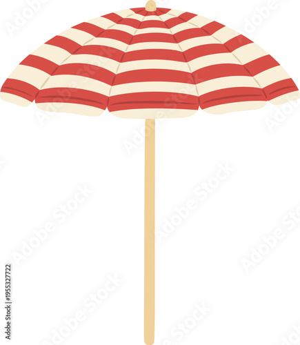 Beach umbrella flat vector icon, sunshade for summer rest, striped red and white sun umbrella, relax vacation accessory