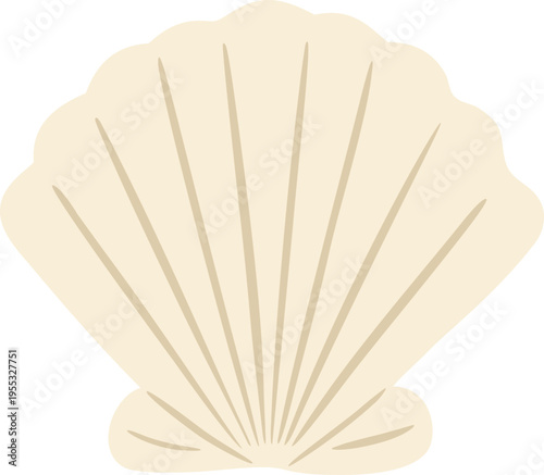 Seashell flat vector icon, cartoon beige mollusk conch, aquatic creature, underwater habitat, nature sea and ocean fauna