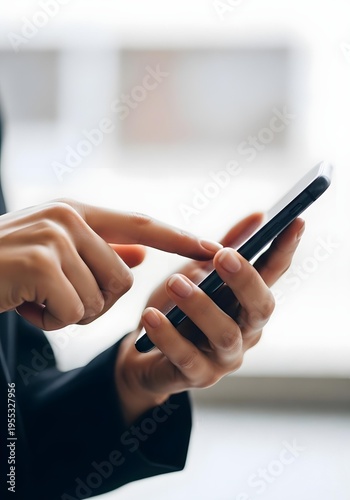 Closeup of a business person using a smartphone