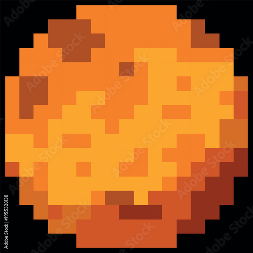 Mars planet vector pixel art, cartoon cosmic space planet squared contour, retro 8 bit video game Mercury Solar system