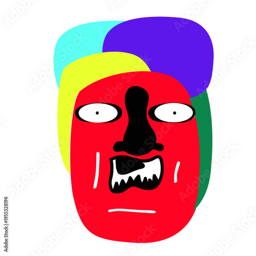 Biopolar disorder concept: dual mind metaphor. two head silhouettes showing contrasting mental states. mental health and psychology. tangled vs clear thought patterns. Vector and PNG