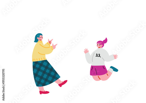 楽しそうな可愛い女の子のイラスト