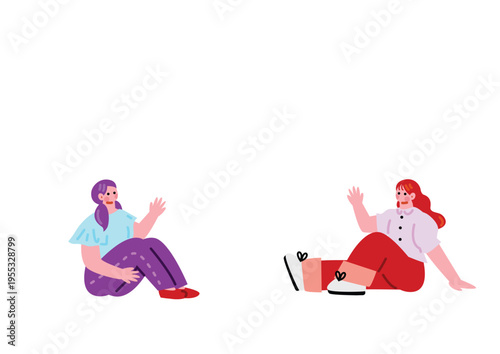 体育座りをする可愛い女の子のイラスト