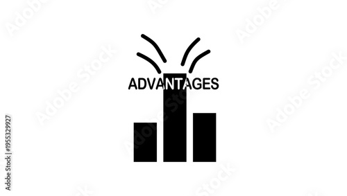 Advantages symbol, black isolated silhouette