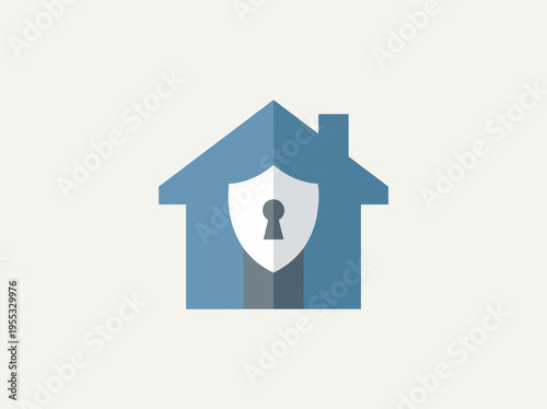 Sleek minimalist icon representing essential home security and property protection with a shield and keyhole symbol, ensuring peace of mind and family safety