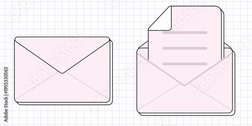 立体的な封筒とメールのアイコンセット