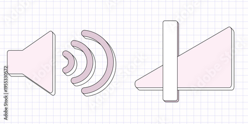 音量調整とミュートの立体アイコンセット