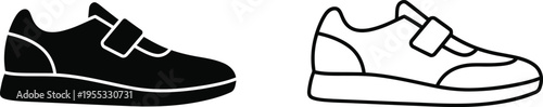 Black and white shoes with straps side view Vector