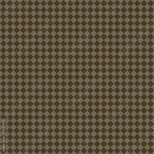 Seamless dark brown and olive geometric diamond grid pattern. Modern tiling background for wallpaper, packaging, textile, branding, and web design.