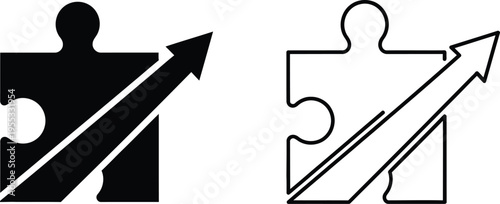 Puzzle pieces with arrows growth concept Vector