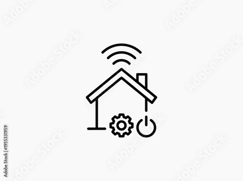 Smart Home Technology Icon Representing a Connected and Automated Living Space with Wifi and Settings