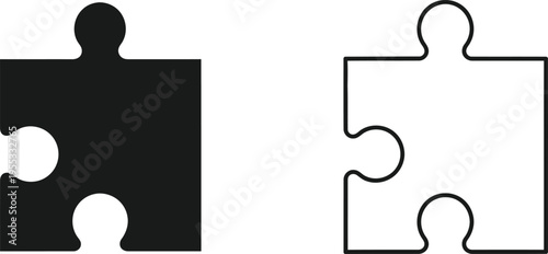 Jigsaw puzzle pieces black and white Vector