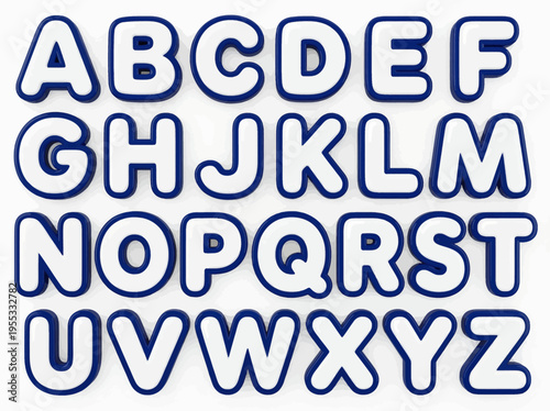 Full set of English alphabet letters, A to Z, with a crisp blue and white design, ideal for teaching phonics, spelling, and encouraging early childhood literacy skills
