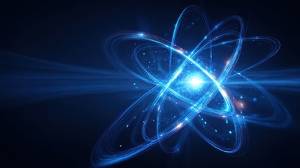 blue quantum bit technology on a blue background