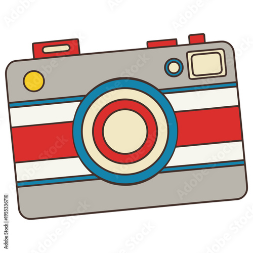Colorful Retro Film Camera Illustration for Travel Postcards
