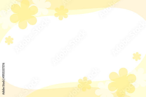 花柄フレームの黄色背景イラスト素材コピースペース付き