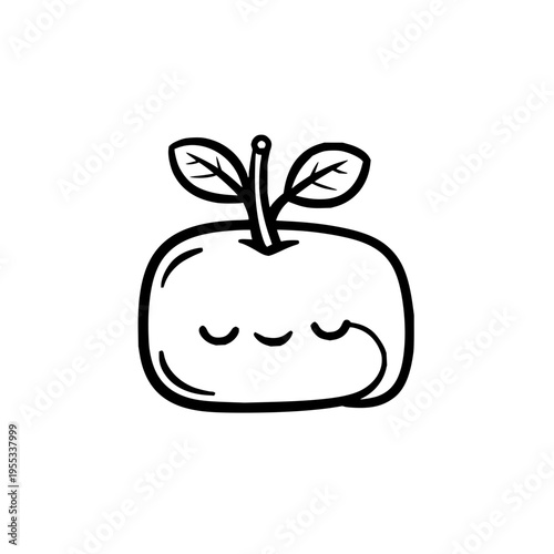 Smiling Apple with Leaves Isolated on White Background