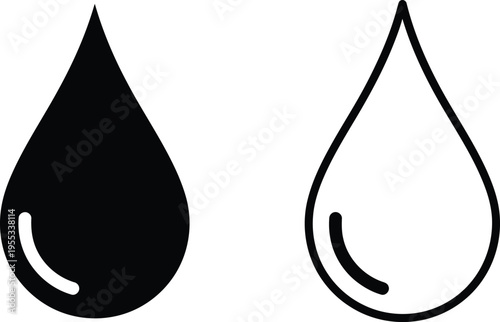 Black and white water droplet icons Vector
