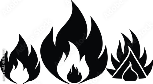 Fire icon vector set. Fire flame symbol. Flame icon collection