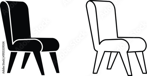 Black and white chair illustration Vector