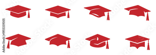 Different style graduation cap icon set. Graduation cap icon symbolizing education, achievement, success, and academic pursuit. eps 10