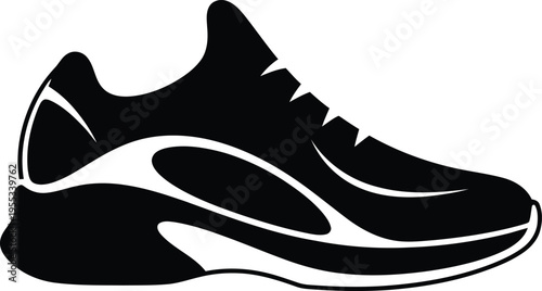 Black and white running shoe silhouette Vector