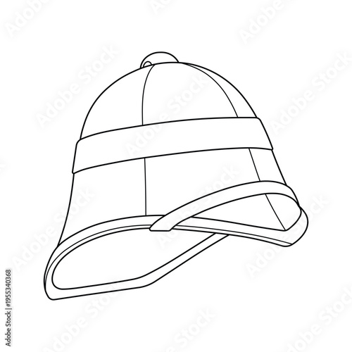 Hand drawn kids drawing vector illustration design Army pith helmet cartoon isolated